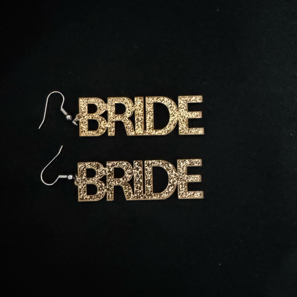 Glitter 'BRIDE' Earrings